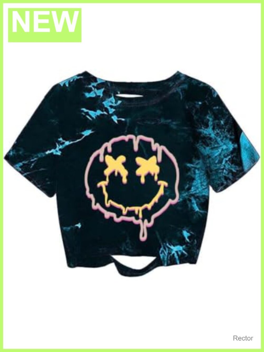 Cotton Blend Crop Top Distressed Short Sleeve Crewneck Tee
